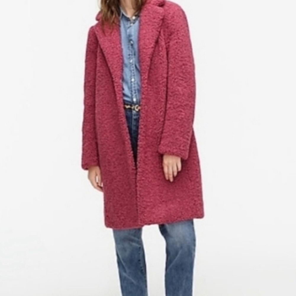 JCrew Dusty Rose Teddy Coat Large Petite NWT! Sezane Madewell Free People Reform